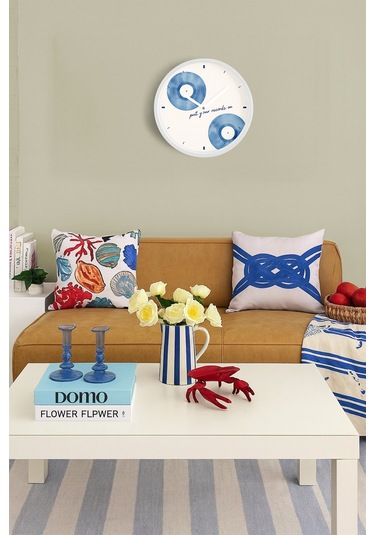 Soyut Müzik Plak Tasarımlı Modern Duvar Saati - 30cm - Önü Camlı Beyaz Kasa - Sessiz Mekanizma Beyaz