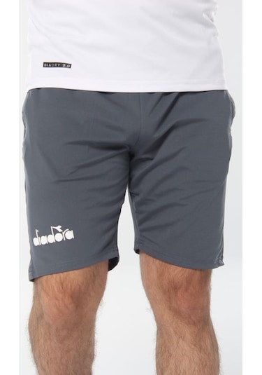 Diadora Deliss - Antrasit Fermuar Cepli Likralı Erkek Şort - 60Şr