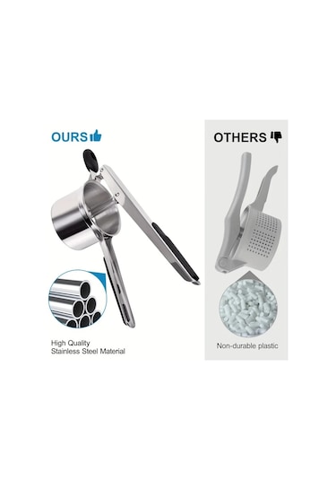 Honeybeeshop Siyah Profesyonel Ve Ev Tipi Agir Hizmet Paslanmaz Celik Patates Ezici Pure Makinesi Diskli Kolay Temizlenebilir