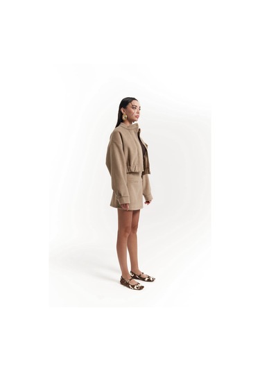 Tenby Taupe Crop Ceket-etek Takım Taupe