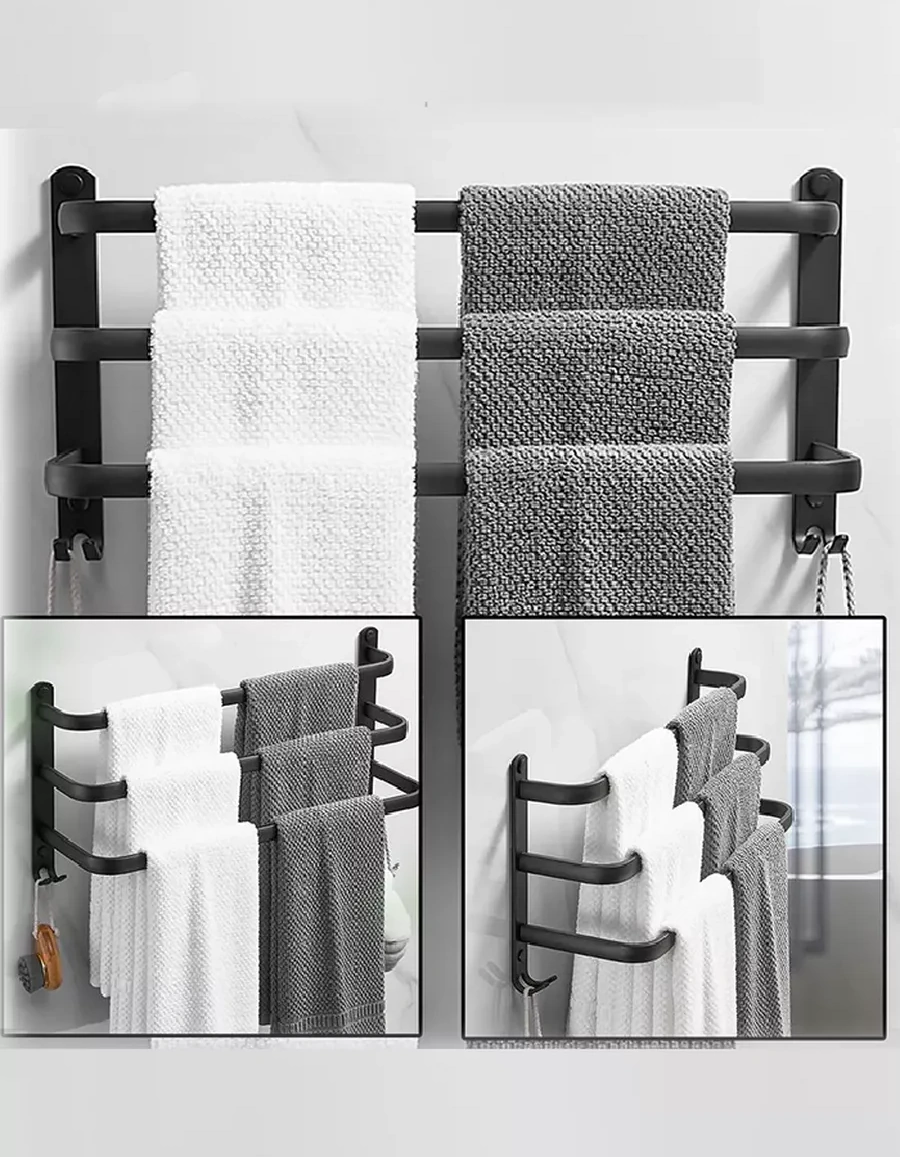 Wafall Banyo Ve Mutfak İçin Duvara Monte Edilen Havlu Askısı, 50 Cm 231082692 Siyah Mat