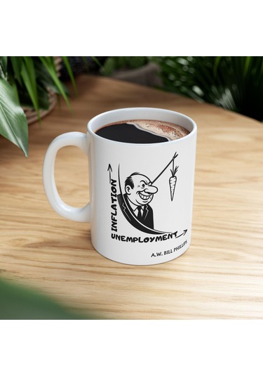 Enflasyon Ve İşsizlik Eğrisi Kupa A.w. Bill Tasarımlı Mizah Ve Ekonomi Hediyesi Beyaz