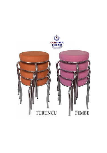 Tabure (Krom Ayaklı) (4 Adet) - Mutfak Balkon Taburesi