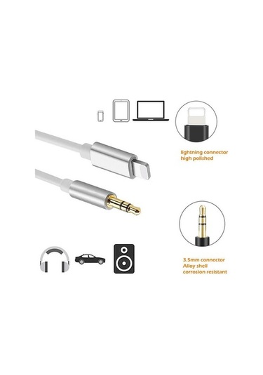 Apple Uyumlu iPhone iPad Lightning To 3.5mm Ses Çevirici Aux Kablo 1m