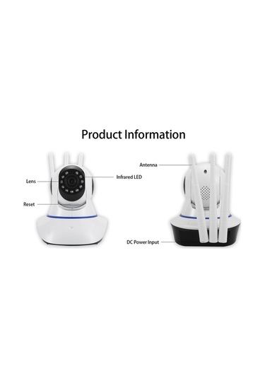 Fortunelane Ip Kamera Bebek İzleyici 1080p, İki Yönlü Ses, Hareket Algılama, Entegre Gece Görüşü, Uygulama Desteği, 3 Anten, Avru