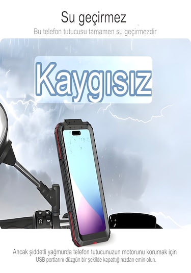 Su Geçirmez Motosiklet Ayna Gidon/direksiyon Montajlı Telefon Tutucu Titreşim Önleyici - Pro Mat Siyah