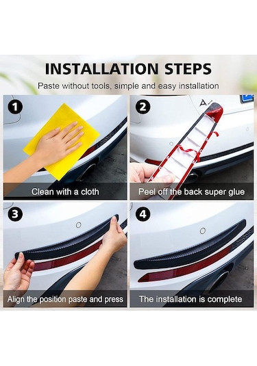 5d Karbon Esnek Tampon Koruma Bandı Tampon Koruyucu Şerit Yumuşak Bant 2'li Paket Siyah Karbon