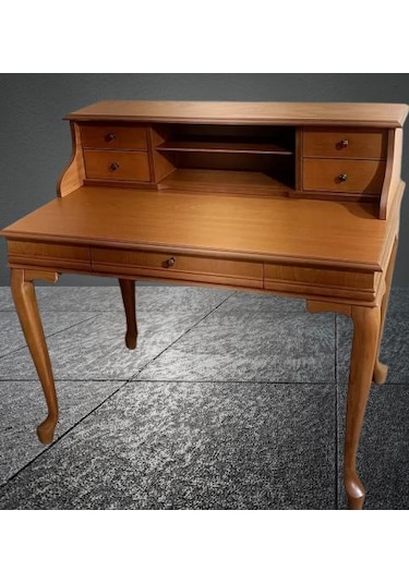 Çalışma Masa St 90400 Klasik Model Kayın Aslan Ayak Ceviz Eskitme Kulp El Yapımı Ceviz