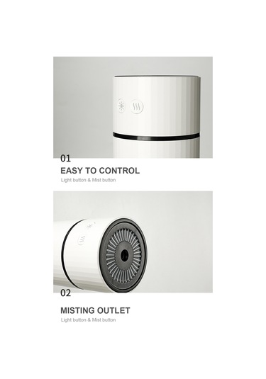 Aubyhe Ev, Ofis Ve Araç İçin Usb Usb Nemlendirici - 360 Teknikle Sürekli/ardışık Buhar Modu, 90 Açı Ayarlı, Gece Lambalı, 260ml Kapasite