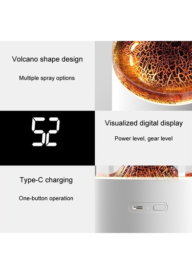 Sones Hx127 Mini Volcano Lava Aromaterapi Difüzörü Küçük Ev Atmosferi Nemlendirici, Renk: Siyah