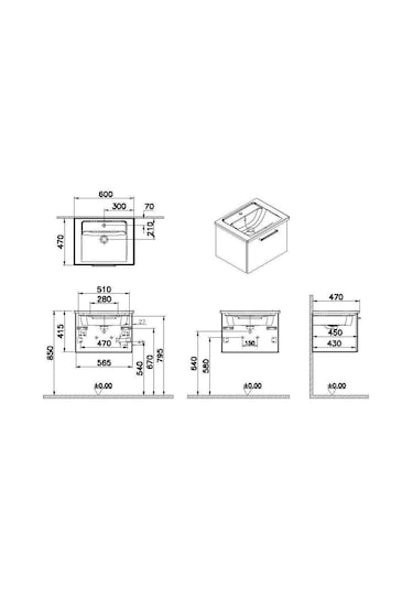 VitrA Root Flat 60 Cm Gri Çekmeceli Banyo Dolabı Alt Modül Lavabo Çok Renkli VitrA Root Flat 60 Cm Gri Çekmeceli Banyo Dolabı Alt Modül Lavabo Çok Renkli
