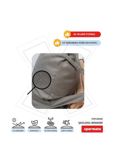 Xpermate Pofuduk Şezlong Minderi 60x180x12cm Su İtici, Antrasit