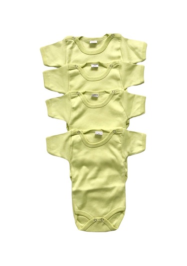 Salarticaret Bebek 4'Lü Yarım Kollu Çıtçıtlı %100 Pamuklu Body Zıbın-Yeşil