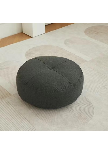 Homyl Yuvarlak Yer Minderi Dekoratif Meditasyon Oturma Koyu Gri