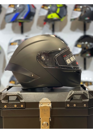 Ws-202 Güneş Vizörlü Çene Açılır Kask Siyah/kırmızı, Siyah