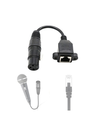 Rogfer 15cm Xlr 3 Pin Dişi - Rj45 Dişi Ağ Konektörü Adaptör Dönüştürücü Kablosu