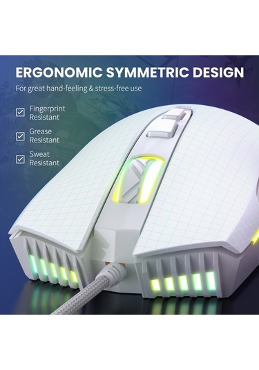 Onıkuma Cw905 Rgb Aydınlatma Kablolu Fare Beyaz Diğer