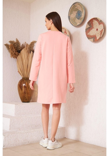 Darlin Moda Pudra Baskılı Düğme Detaylı Tunik DM60346 Çok Renkli