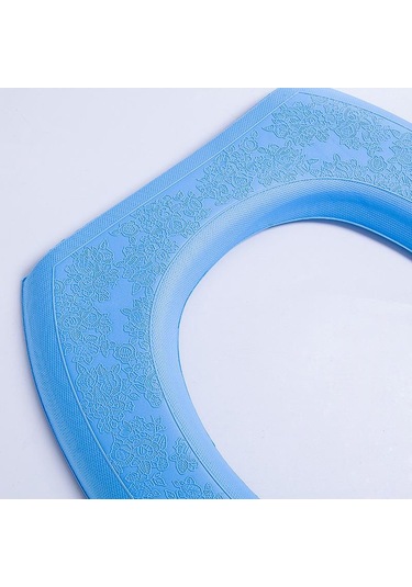 Mavi Su Geçirmez Yumuşak Klozet Kapağı Banyo Yıkanabilir Closestool Mat Pad O-şekil