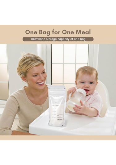 Youha Anne Sütü Saklama Torbaları Emzirme İçin Süt Saklama Torbaları 180ml/6oz Kapasiteli Önceden Sterilize Edilmiş 50