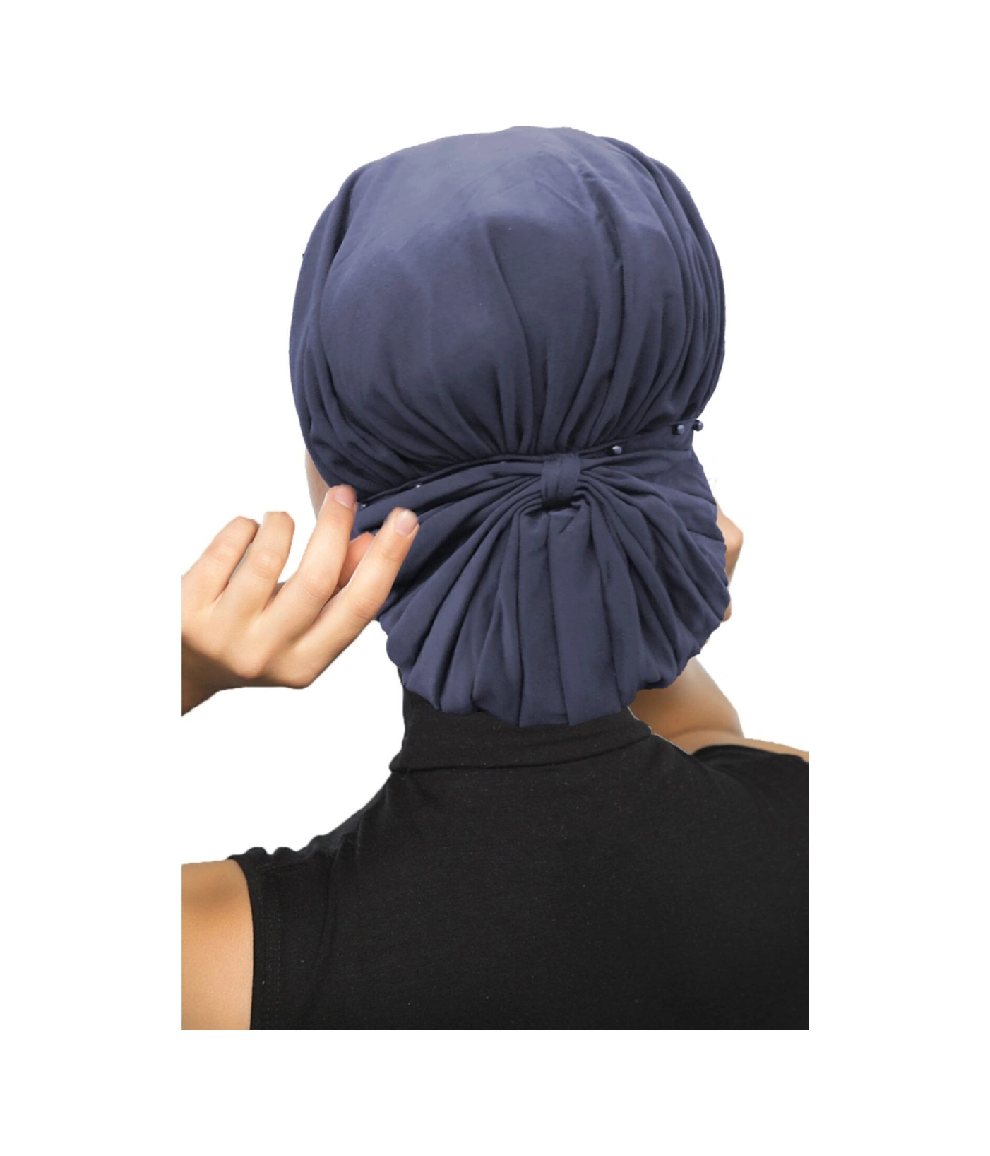 Topuzlu Koyu Gri Hazır Türban Tesettür Bone Koyu Gri