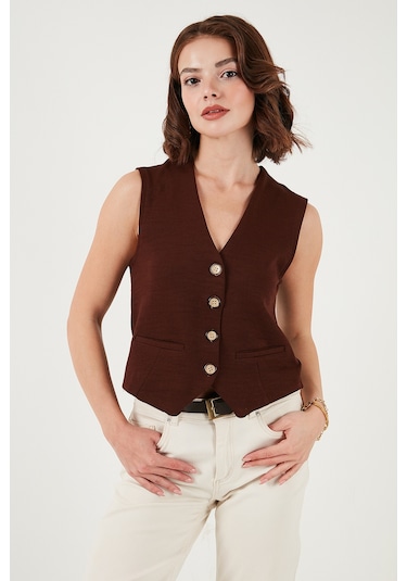Lela Bayan Yelek 5865971 Kahve Kahve