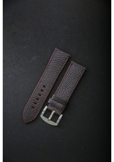 Hakiki Deri 24mm Akıllı Pimli Saat Kordonu Kahverengi