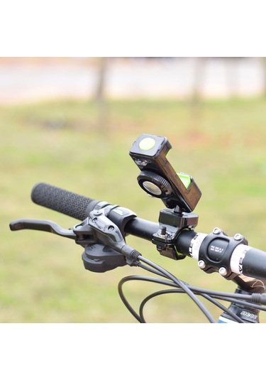 Q003 Hırsızlığa Karşı Düşme Önleyici 360 Derece Dönen Bisiklet - Motosiklet Pusulalı Cep Telefonu Tutucu Işıksız - Yeşil