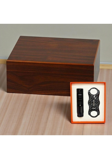 Cedar Alman Humidor Puro Kutusu Çakmak Kesici Seti