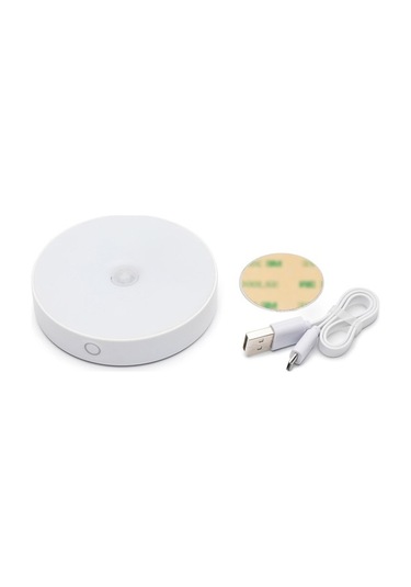 Hareket Sensörlü Led Gece Lambası Usb İnsan Vücudu İndüksiyon Yuvarlak Gece Lambası Manyetik Çocuk Lambası Yatak Başucu Gardırop Merdiven Dolap Beyaz