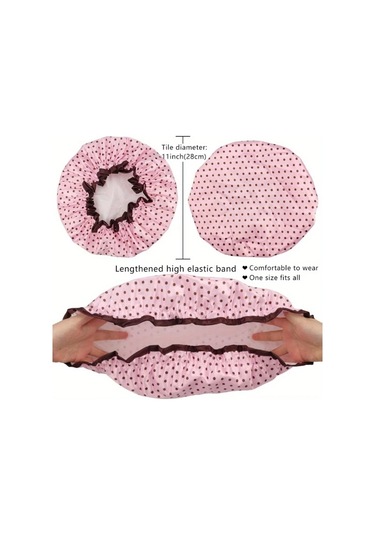 Elmpaly 4 Adet Çift Katlı Duş Bone - Zebra Leopar Nokta Çiçek Desenli Saç Koruyucu Diğer