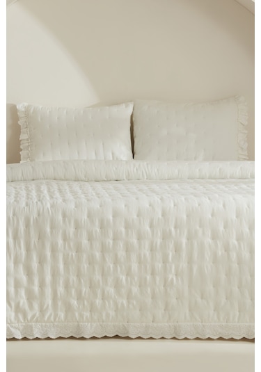 Karaca Home Aurora Çift Kişilik Yatak Örtüsü Seti Beyaz