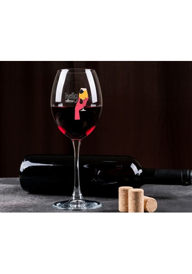 Bk Gift Kişiye Özel İsimli Renkli Baskılı 2li Şarap Kadehi Seti- 5, Şarap Kadehi Hediye Seti, Doğum Günü Hediyesi, Sevgiliye Hediye Kobitmeyen137726 B