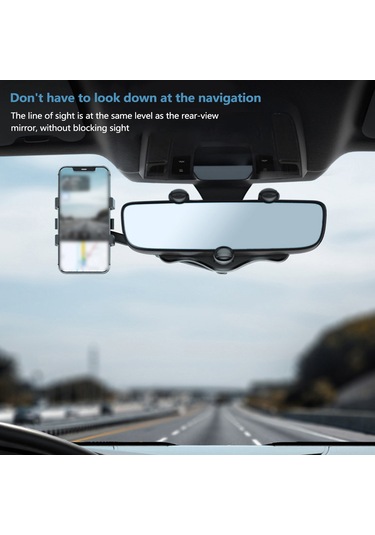 Springsun Siyah Oto Geri Görüş Aynası Telefon Tutucusu - 360 Dönebilen Abs Malzeme, 60-90mm Telefon Genişliği