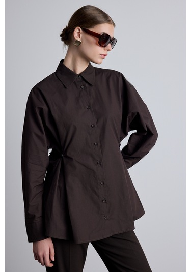 Bel Ayarlamalı Gömlek Kahverengi Kahverengi