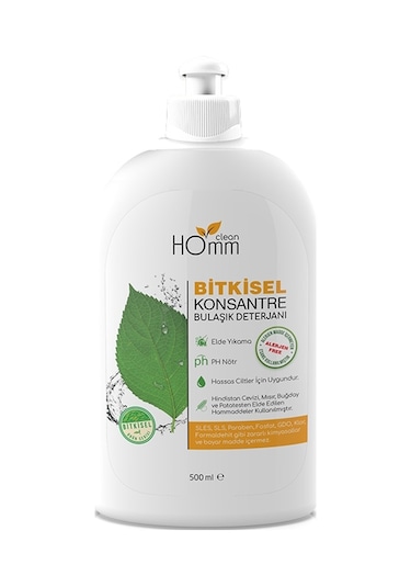 Homm Clean Bitkisel Konsantre Elde Yıkama Bulaşık Deterjanı 500 ML