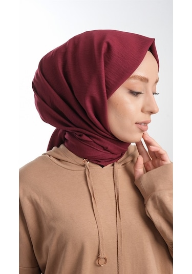 Hürrem Bone 202105_16 Pamuk Düz Klasik Caz Şal Bordo