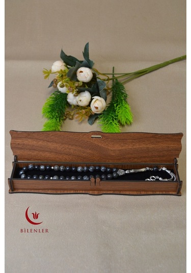 Labradorit Taşlı 33 Lü Erkek Tesbih Doğal Taş, Ahşap Kutulu Çok Renkli