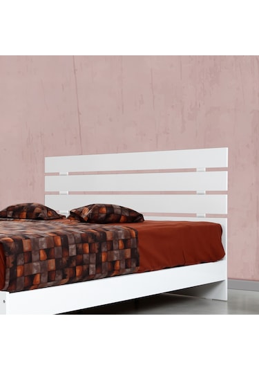 Pasifichome Huga Çift Kişilik Beyaz Karyola 150Cm /150X200 Başlıklı Karyola