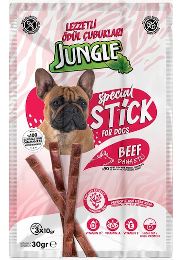 Jungle Sticks Dana Etli Köpek Ödül Çubuğu 3 x 10 G