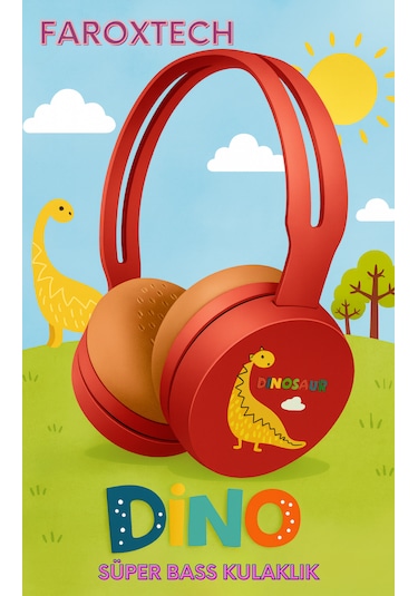 FaroxTech Dino Kulak Üstü Çocuk Kulaklığı