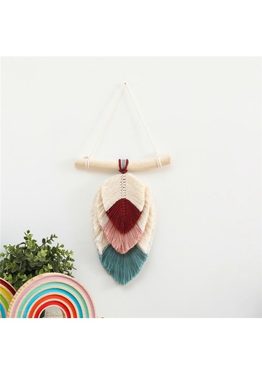 Suntek Magideal Makrome Duvar Asılı Goblen Fringe Kırmızı-pembe-25x30cm