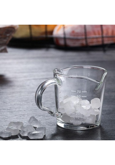 Ev Ve Mutfak İçin Isıya Dayanıklı Çift Ağızlı Cam Kahve Ölçü Kabı