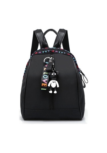 Renkli Kemerli Düzrenk Sırtçantalar İle Yüzler Gelgitin Kadın Kore Versiyonu Siyah