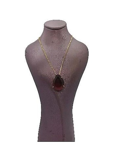 Su Damlası Taşlı Çelik Kolye-kırmızı Kırmızı