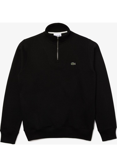 Lacoste Yarım Fermuar Sweatshirt Siyah