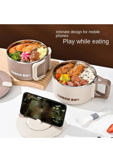 304 Paslanmaz Çelik Anında Erişte Ramen Kapaklı Kase Meyve Açık Gri