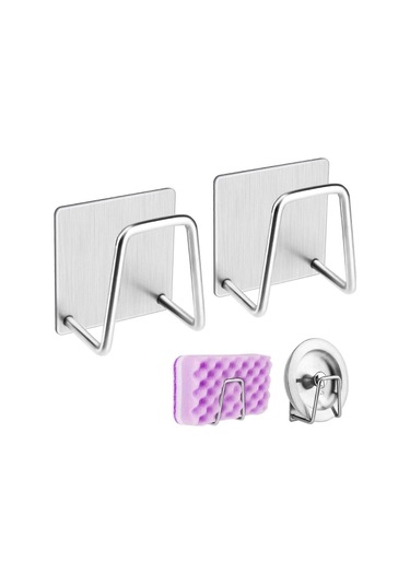 2'li Paket Cilalı Lavabo Tutucu Kendinden Yapışkanlı Süngerlik Düzenleyici Mutfak Aksesuarları İçin Diğer