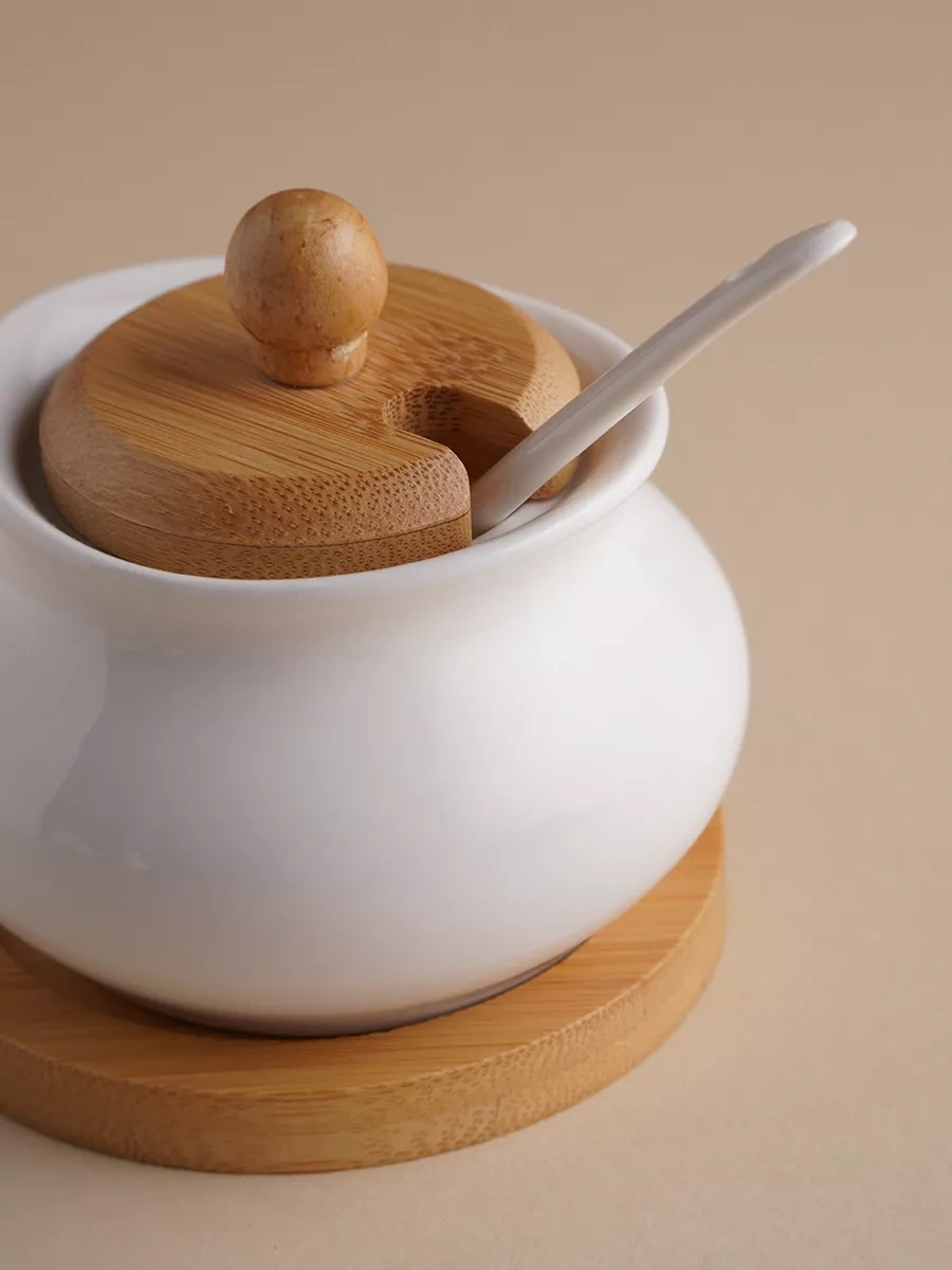 Dolana Kapaklı Ve Kaşıklı Porselen Şekerlik 170 Ml 34728602 Beyaz