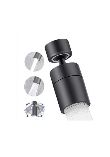 Musluk Perlatör, 360 Dönebilen Ağız Mutfak Bataryası, Siyah, 2 Parçalı, Sprey Filtresi Banyo Lavabosu Diğer